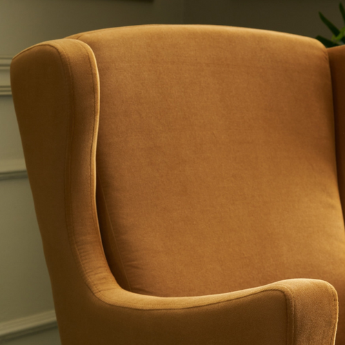 Williams - Fauteuil à Oreilles En Velours Moutarde