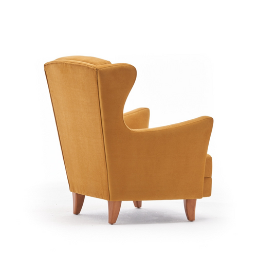 Williams - Fauteuil à Oreilles En Velours Moutarde