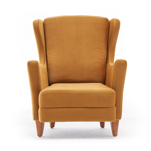 Williams - Fauteuil à Oreilles En Velours Moutarde