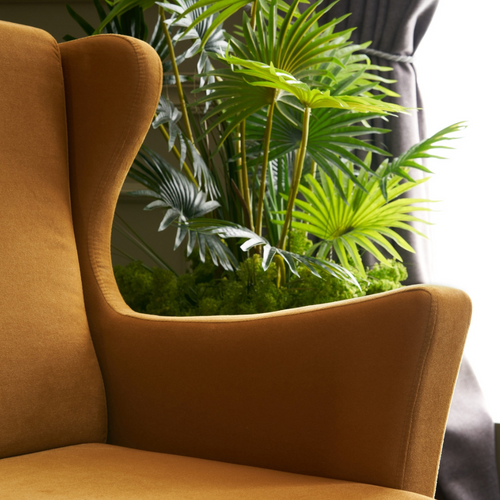 Williams - Fauteuil à Oreilles En Velours Moutarde