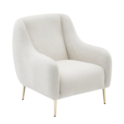 Negan - Fauteuil Blanc - Pieds Dorés