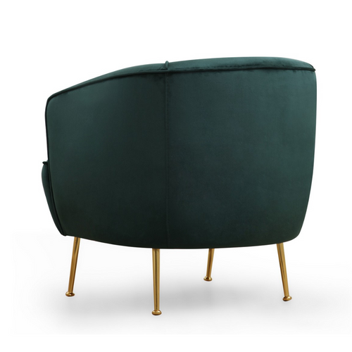 Davis - Fauteuil Velours Vert - Pieds Dorés