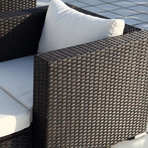 Stalla - Salon De Jardin Modulable 13/14 Places En Résine Tressée Noir Et Blanc