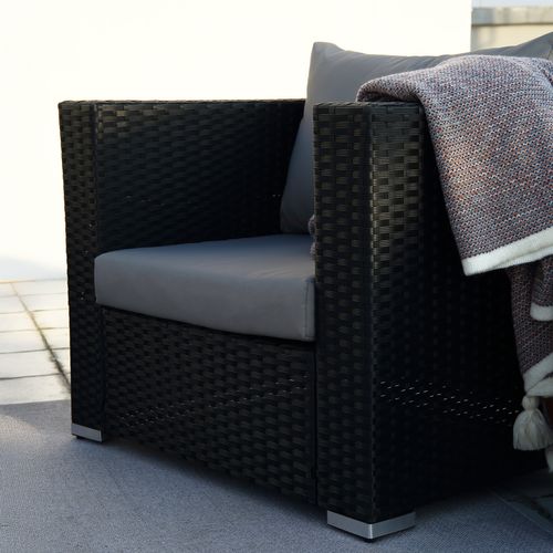 Stalla - Salon De Jardin Modulable 13/14 Places En Résine Tressée Noir Et Gris