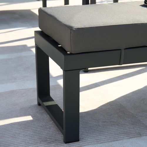 Marbella - Salon De Jardin Gris Foncé 6 Places Canapé + Banc