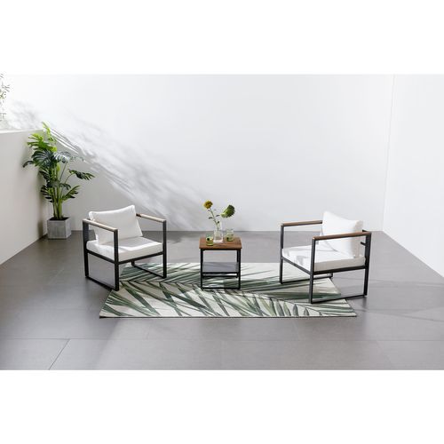 Vigo - Salon De Jardin 2 Places Gris Anthracite Et Effet Bois + Table