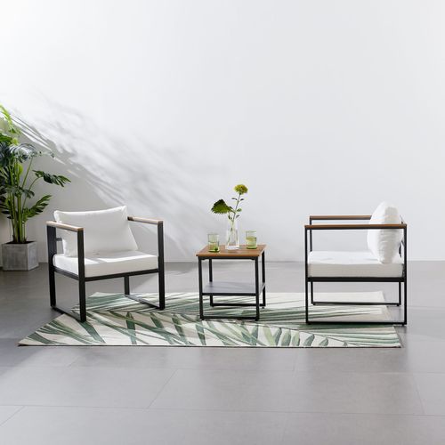 Vigo - Salon De Jardin 2 Places Gris Anthracite Et Effet Bois + Table