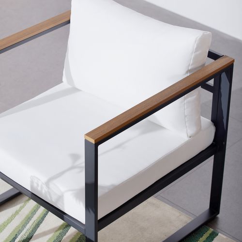 Vigo - Salon De Jardin 2 Places Gris Anthracite Et Effet Bois + Table