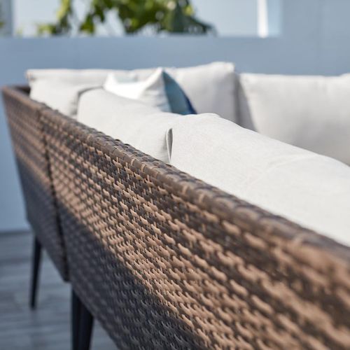 Baracoa - Salon De Jardin 9 Places Résine Tressée Marron Et Beige