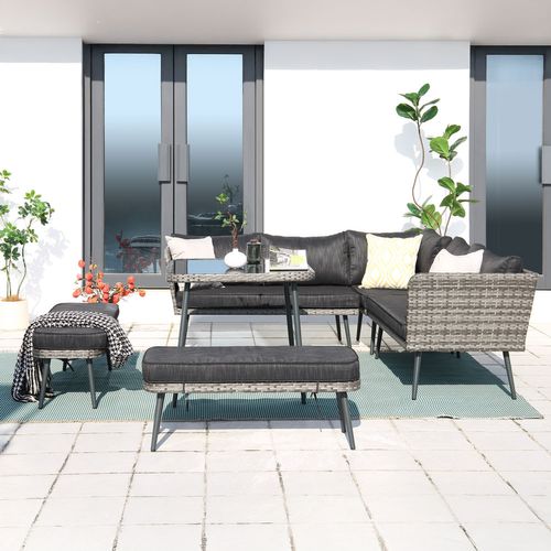 Baracoa - Salon De Jardin 9 Places Résine Tressée Anthracite