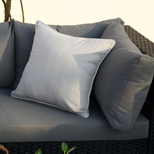 Salento - Salon De Jardin Panoramique 8 Places En Résine Tressée Noir Et Gris