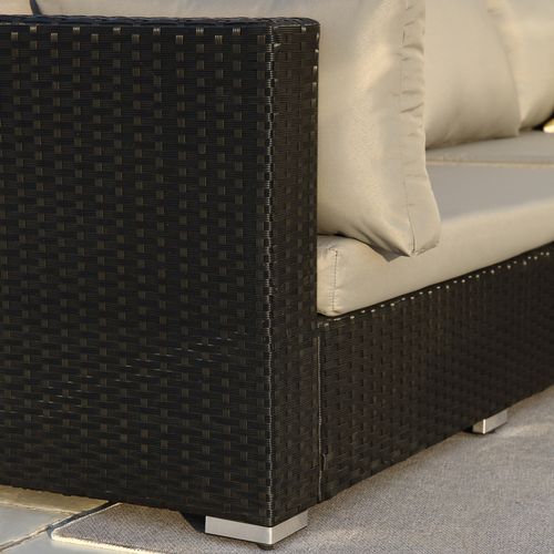 Salento - Salon De Jardin Panoramique 8 Places En Résine Tressée Noir Et Gris