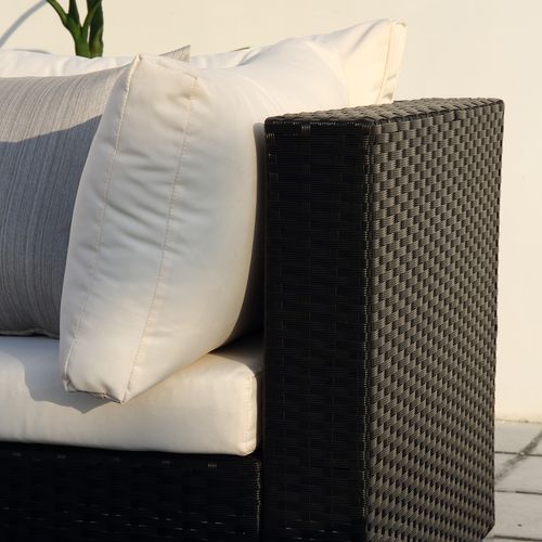 Salento - Salon De Jardin Panoramique 8 Places En Résine Tressée Noir Et Blanc