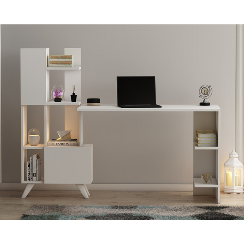 Kuhmo - Bureau Contemporain 9 Rangements - Blanc