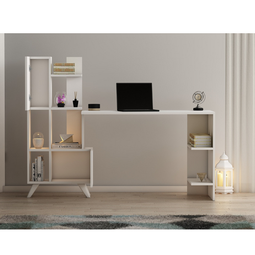 Kuhmo - Bureau Contemporain 9 Rangements - Blanc
