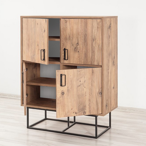 Bresov - Buffet Industriel En Bois Et Métal - 4 Portes - 8 Rangements