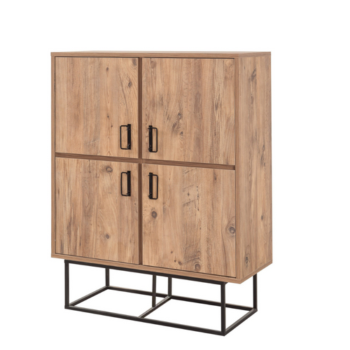 Bresov - Buffet Industriel En Bois Et Métal - 4 Portes - 8 Rangements