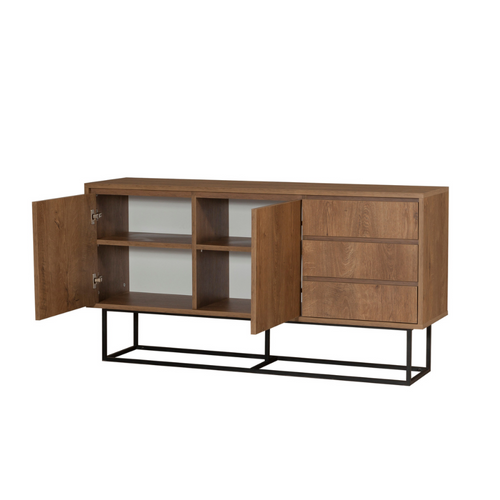 Sabinov - Buffet En Bois 2 Portes Et 3 Tiroirs 140 Cm