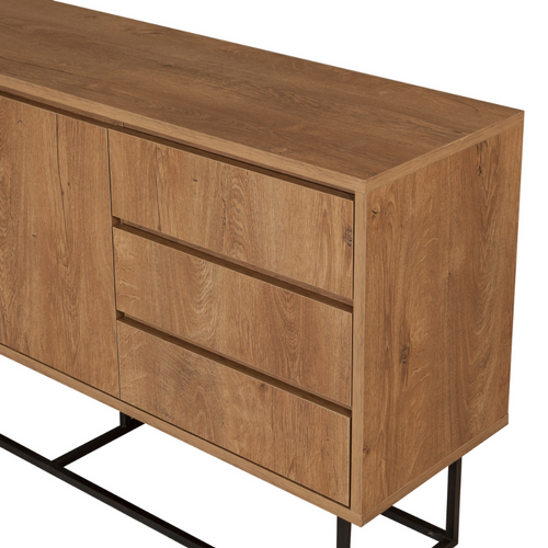 Sabinov - Buffet En Bois 2 Portes Et 3 Tiroirs 140 Cm