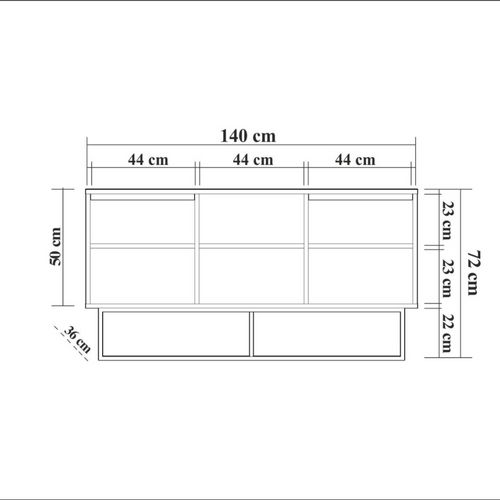 Brezno - Buffet 2 Portes 6 Espaces De Rangement 140 Cm