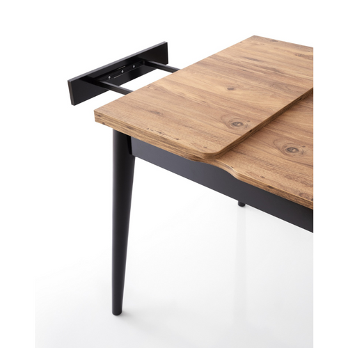 Pallini - Table à Manger Extensible 4 Personnes Style Industriel Bois Et Noir 80 Cm