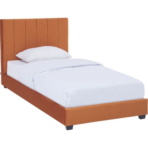 Lit Adulte 90x190 Cm Avec Tête De Lit Capitonnée En Velours Terracotta - William