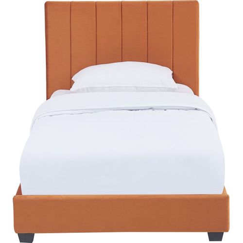 Lit Adulte 90x190 Cm Avec Tête De Lit Capitonnée En Velours Terracotta - William