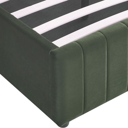 Lit Coffre Adulte 180x200 Cm Avec Tête De Lit Capitonnée En Velours Vert Kaki - Ava