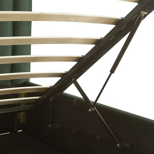Lit Coffre Adulte 140x190 Cm Avec Tête De Lit Capitonnée En Velours Vert Kaki - Ava