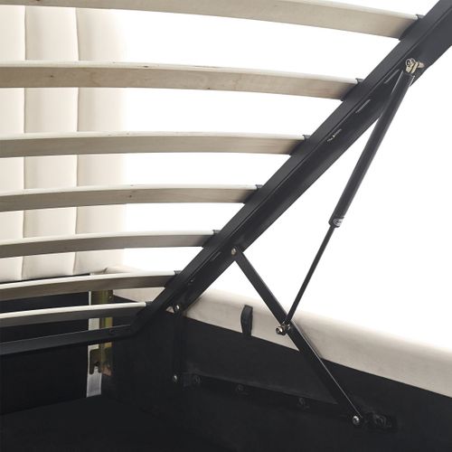 Lit Coffre Adulte 140x190 Cm Avec Tête De Lit Capitonnée En Velours Beige - Ava