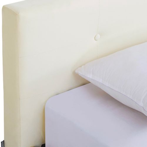 Lit Adulte 180x200 Cm Avec Tête De Lit Capitonnée En Velours Beige - Milo
