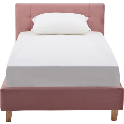 Lit Adulte 90x190 Cm Avec Tête De Lit Capitonnée En Velours Vieux Rose - Milo