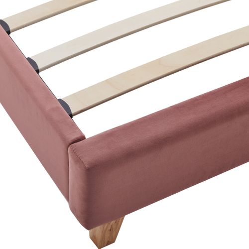 Lit Adulte 90x190 Cm Avec Tête De Lit Capitonnée En Velours Vieux Rose - Milo