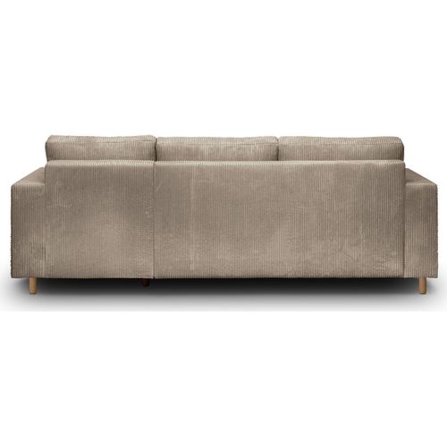 Canapé D'angle à Droite Convertible 4 Places En Velours Côtelé Taupe - Marceau