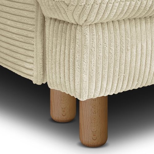 Canapé D'angle à Droite Convertible 4 Places En Velours Côtelé Beige - Marceau