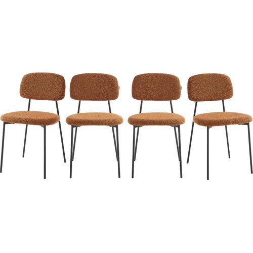 Lot De 4 Chaises En Tissu Bouclé Rouille - Lorie