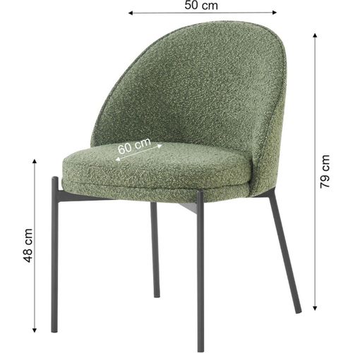 Lot De 2 Chaises En Tissu Bouclé Vert Kaki - Cloé