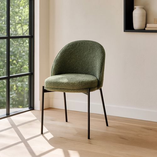 Lot De 2 Chaises En Tissu Bouclé Vert Kaki - Cloé