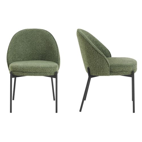 Lot De 2 Chaises En Tissu Bouclé Vert Kaki - Cloé