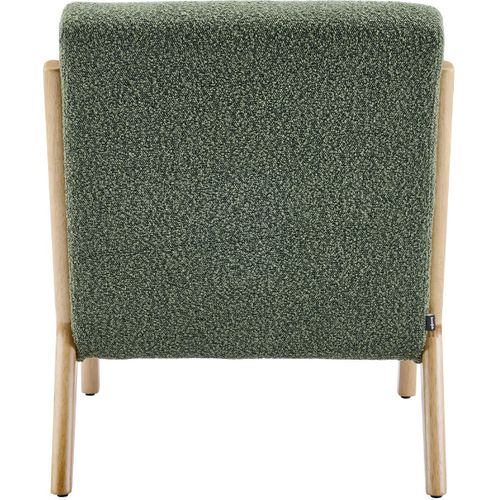 Fauteuil En Bois Et Tissu Bouclé Vert - Lanna