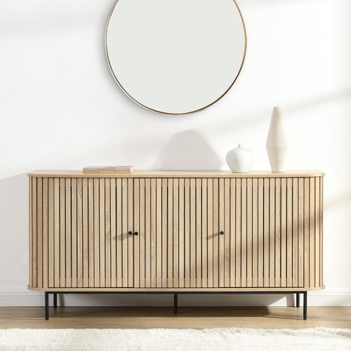 Buffet 3 Portes Rainurées Couleur Chêne L160xh78 Cm - Solna