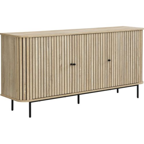 Buffet 3 Portes Rainurées Couleur Chêne L160xh78 Cm - Solna