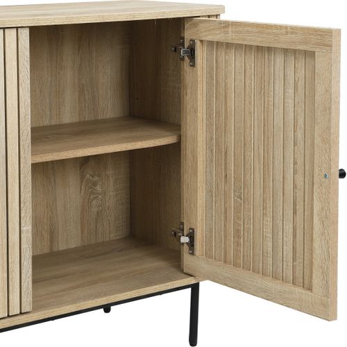 Buffet 3 Portes Rainurées Couleur Chêne L160xh78 Cm - Solna