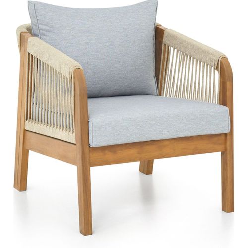 Salon De Jardin 2 Places En Bois Fsc - 2 Fauteuils Et Table Basse - Symi