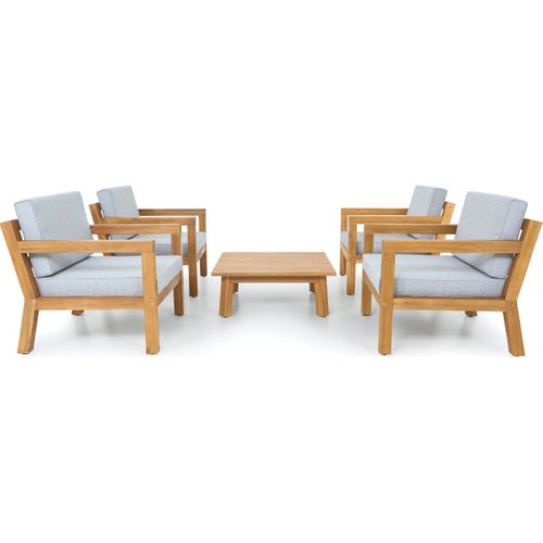 Salon De Jardin 4 Places En Bois Fsc - 4 Fauteuils Et Table Basse - Palau