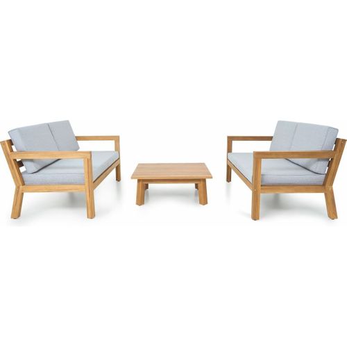 Salon De Jardin 4 Places En Bois Fsc - 2 Canapés 2 Pl. Et Table Basse - Palau