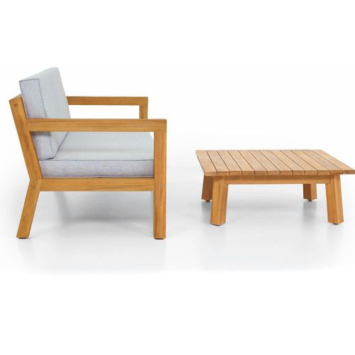 Salon De Jardin 2 Places En Bois Fsc - Canapé 2 Pl. Et Table Basse - Palau