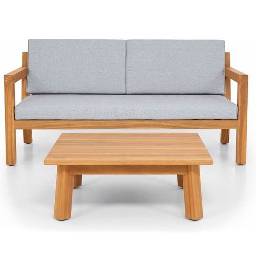 Salon De Jardin 2 Places En Bois Fsc - Canapé 2 Pl. Et Table Basse - Palau