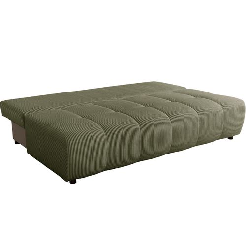 Canapé Convertible 3 Places En Velours Côtelé Vert Kaki - Sacha