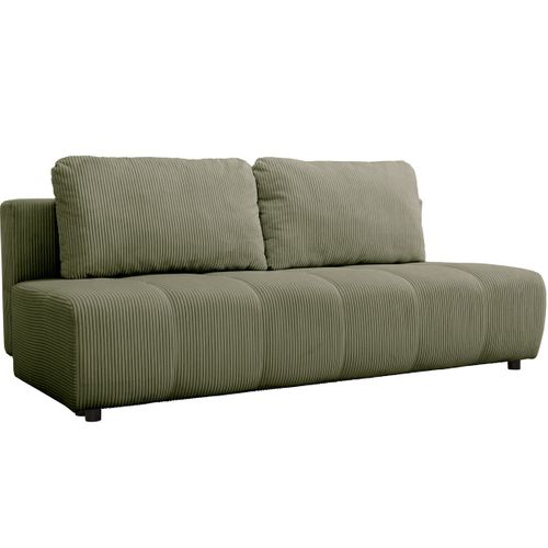Canapé Convertible 3 Places En Velours Côtelé Vert Kaki - Sacha
